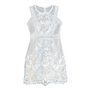 long sleeve lace short dresses White Deep V Long Sleeve Lace Mini Dress